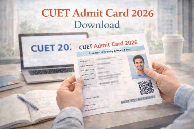 CUET Admit Card 2026 download page showing official NTA hall ticket login and exam details