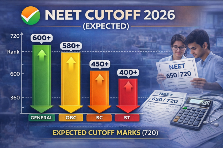 NEET Marks vs Rank 2026 chart showing expected AIR, score range, and MBBS admission chances