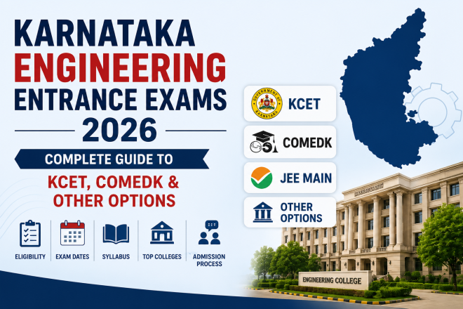 Karnataka Engineering Entrance Exams 2026 featuring KCET, COMEDK, JEE Main and other engineering admission options