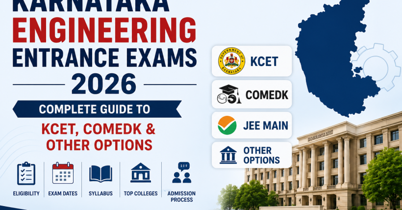 Karnataka Engineering Entrance Exams 2026 featuring KCET, COMEDK, JEE Main and other engineering admission options