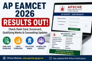 AP EAMCET 2026 Results with rank card download, scorecard, and APSCHE official result portal