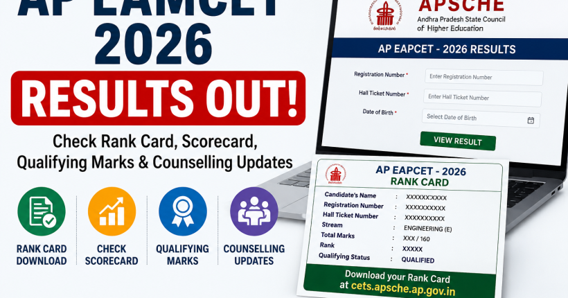 AP EAMCET 2026 Results with rank card download, scorecard, and APSCHE official result portal