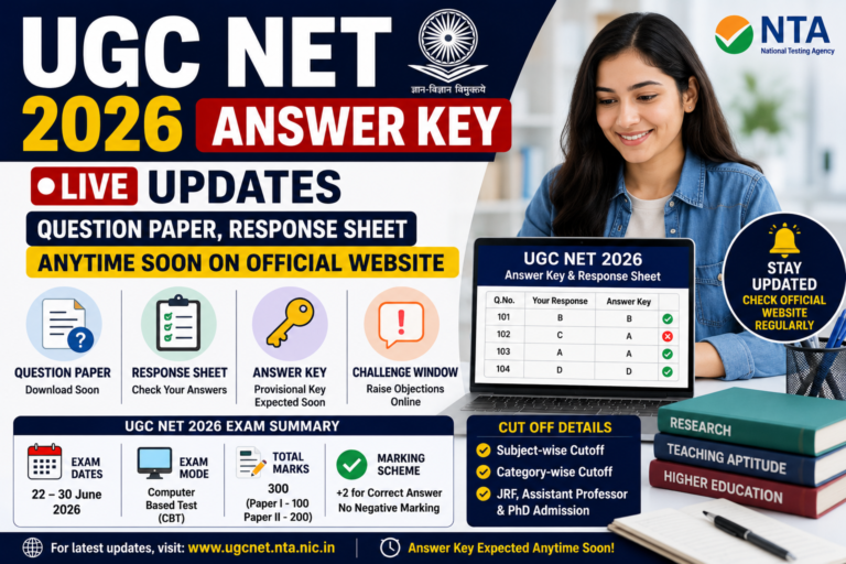 UGC NET 2026 answer key live updates with question paper response sheet and cutoff details