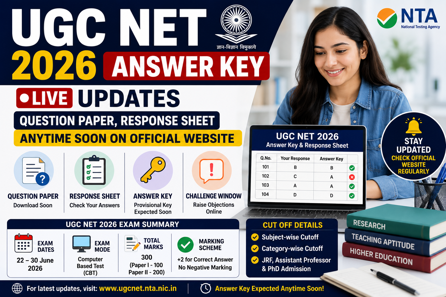 UGC NET 2026 answer key live updates with question paper response sheet and cutoff details
